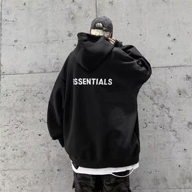 【孤品捡漏】G151黑色ess宽松连帽情侣中长卫衣-喜出