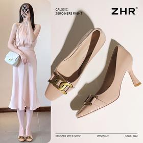 ZHR则则精致高跟鞋细跟通勤鞋高级尖头浅口单鞋性感气质女鞋耐磨