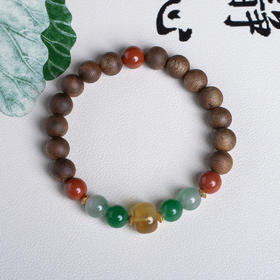 xy0575沉香+蜜蜡南红非洲翠手串