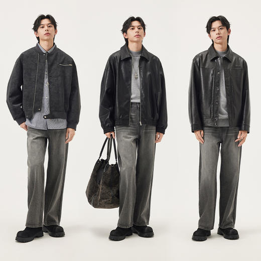 gxg.jeans男装 深灰色复古水洗宽松直筒牛仔长裤男裤 25年秋热卖 商品图4