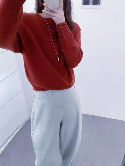 【孤品捡漏】（样衣）G68 橙红圆领简约针织毛衣-喜出 商品图1