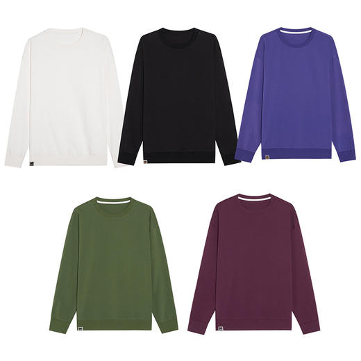 【DMH】大依优型大码男装净版卫衣高街简约圆领长袖纯色上衣落肩袖百搭宽松休闲男日系 商品图4