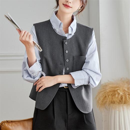 馥迦通勤极简马甲条纹衬衫 商品图5