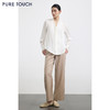 PURE TOUCH 白色飘带V领真丝衬衫 商品缩略图1