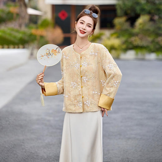 HR CPYY8126国风小香风珍珠刺绣钉珠外套 商品图1