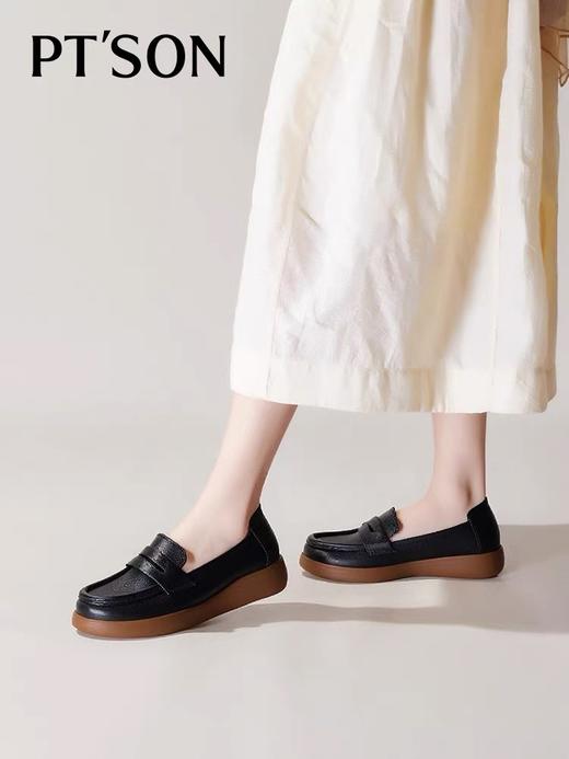 《云粉节》BF楼自由姿色（百田森）2025秋款牛皮革一脚蹬乐福鞋PJSC5509D吊牌价980 商品图1