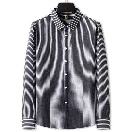 【DG】大依优型大码男装竖条纹莫代尔长袖衬衫衬衣男加肥大码打底衫肥佬时尚休闲新 商品图4