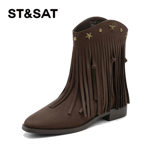 星期六美拉德复古流苏牛仔靴SSD4116C3U 商品图6