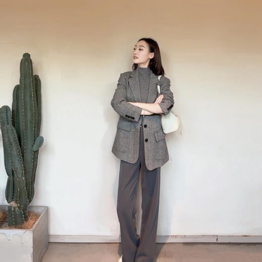 火桐hooton 经典人字纹绵羊毛西装外套258619 商品图3