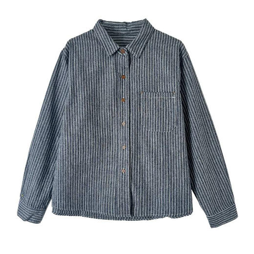 GYH 9532条纹衬衫翻领休闲宽松显瘦韩版长袖衬衣 商品图4