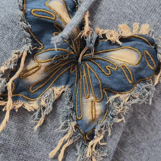 【孤品捡漏】（样衣）G94 灰色蝴蝶连帽针织毛衣--喜出 商品图1