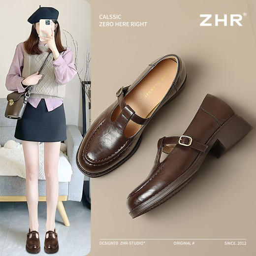 ZHR则则复古玛丽珍鞋女鞋2025新款英伦圆头小皮鞋法式乐福鞋单鞋 商品图1
