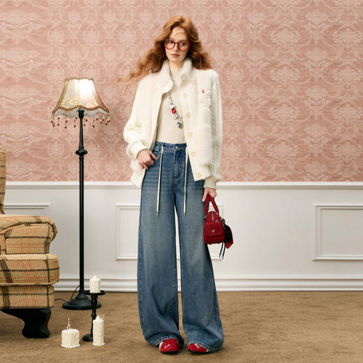 三彩独醒2025冬季新款牛仔裤休闲裤宽松阔腿裤潮流长裤F 商品图3