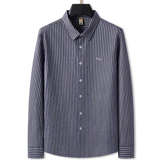 【100%棉】【DG】大依优型大码男装加肥大码男装全棉长袖衬衫纯棉上衣服胖子时尚休闲竖条 商品图4