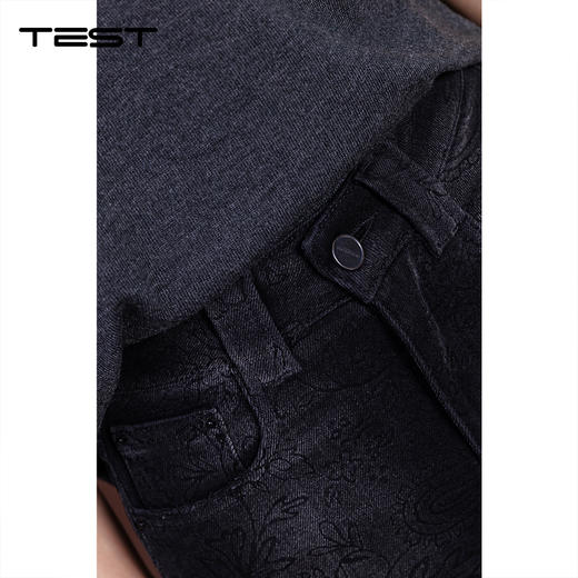 秋上新提花工艺黑色阔腿潮流牛仔裤3253025 商品图2