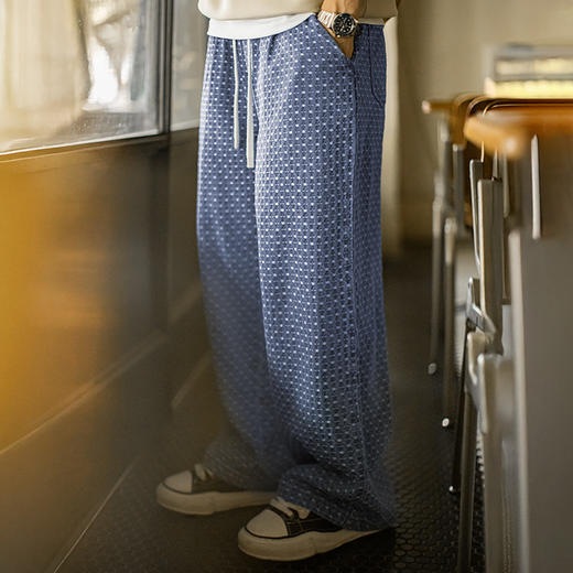 马登工装美式复古满印提花水洗丹宁牛仔裤直筒垂感休闲长裤子男秋 商品图0