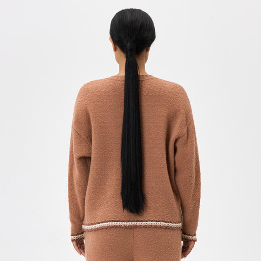 羊绒手钩V领长袖女套衫  SJF97W351N 商品图3