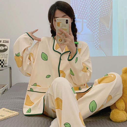 【亲肤肤感！透气不闷】睡衣女士春秋季新款长袖甜美秋冬款薄款大码家居服套装。ra 商品图12