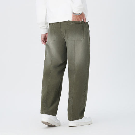 【100%】【DMH】大依优型大码阔腿裤男士休闲裤纯棉卫裤大码美式休闲潮高街渐变宽松男士弯刀裤直筒裤加肥加大300斤 商品图3