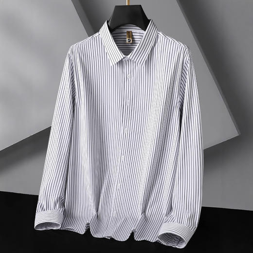 【DG】大依优型大码男装竖条纹莫代尔长袖衬衫衬衣男加肥大码打底衫肥佬时尚休闲新 商品图1