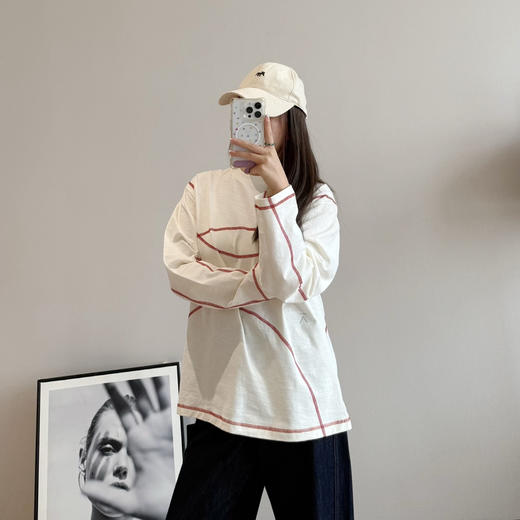 情侣款哈苏线竹节棉长袖T恤082601 商品图7