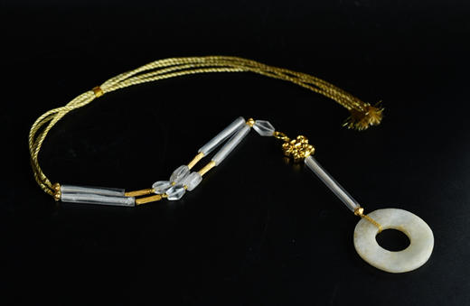 老和田玉环老水晶编绳项链 商品图1