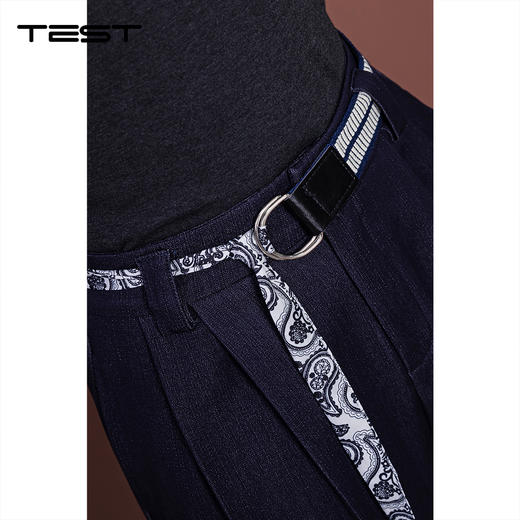 秋上新阔腿版型藏蓝色个性腰带装饰牛仔裤3253022 商品图2