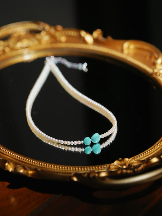 爱心绿松珍珠项链 商品图0