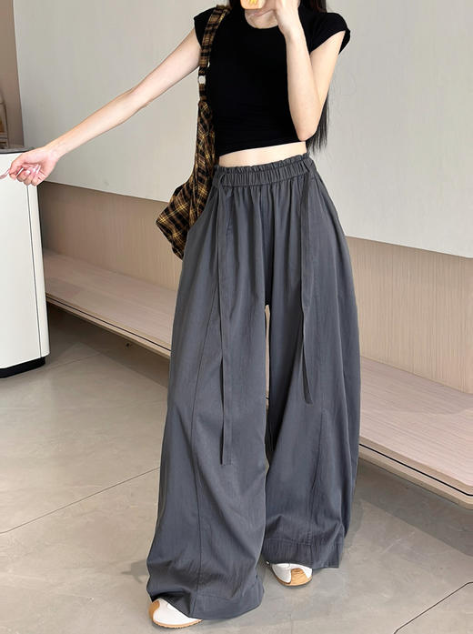 【YW】无忧购韩系运动风垂感百搭慵懒弯刀裤12585(截单后3-5天发货) 商品图3