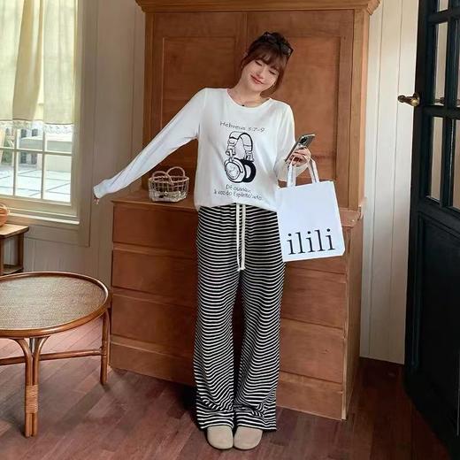 仅限11.11，不11.11最后促，不参与退货退【孤品捡漏】G51斑马纹黑白条直筒裤-喜出 商品图0