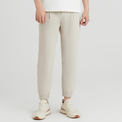 【易打理】圣得西男士休闲裤2025秋季新款时尚松紧腰头系带锥形裤 商品图4