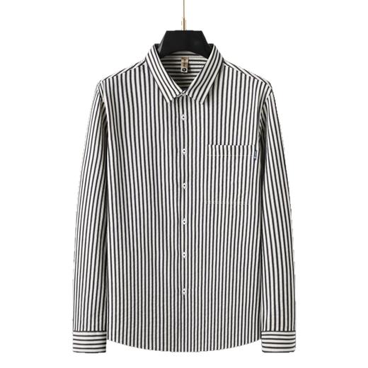 【DG】大依优型大码男装长袖衬衫新款男士宽松时尚加肥加大码商务休闲方领条纹长袖 商品图4