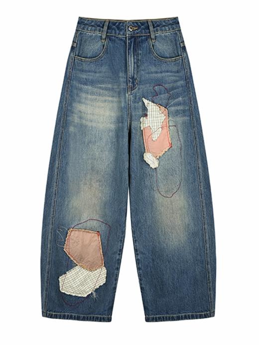 早乙女惠子saotome/STMKZ13398/水洗飞乌贴布绣牛仔裤 商品图3
