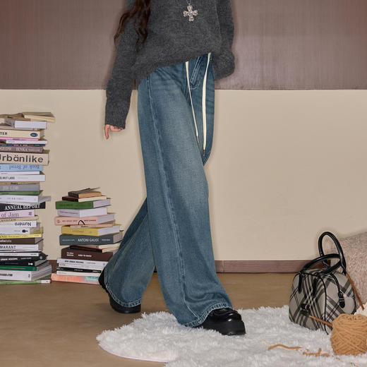 三彩独醒2025冬季新款牛仔裤休闲裤宽松阔腿裤潮流长裤F 商品图2