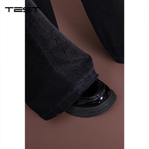 秋上新提花工艺黑色阔腿潮流牛仔裤3253025 商品图3