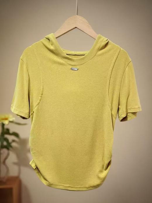 【孤品捡漏】G50浅黄连帽莫代尔短袖T恤-喜出 商品图1