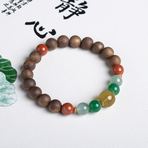 xy0575沉香+蜜蜡南红非洲翠手串 商品图1