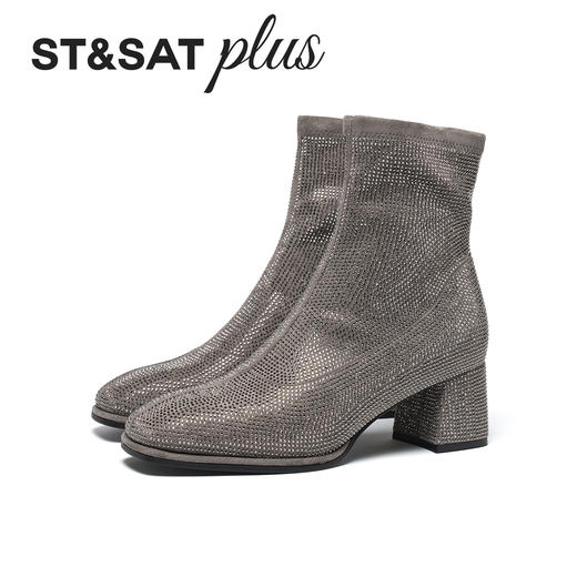 星期六精致闪钻粗跟时装短靴SSD4116372 商品图6