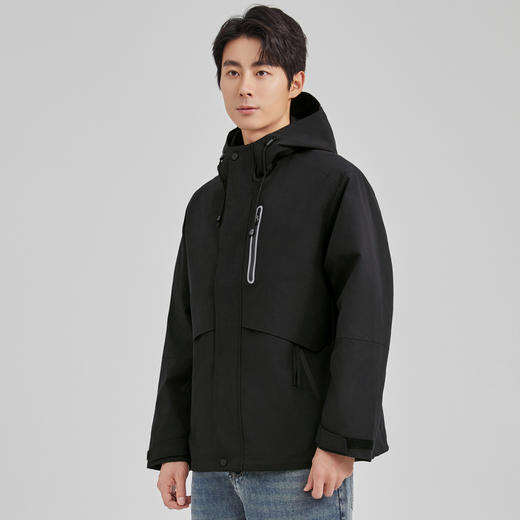圣得西男士户外休闲连帽夹克2025年秋季新款中青年百搭冲锋式外套 商品图3