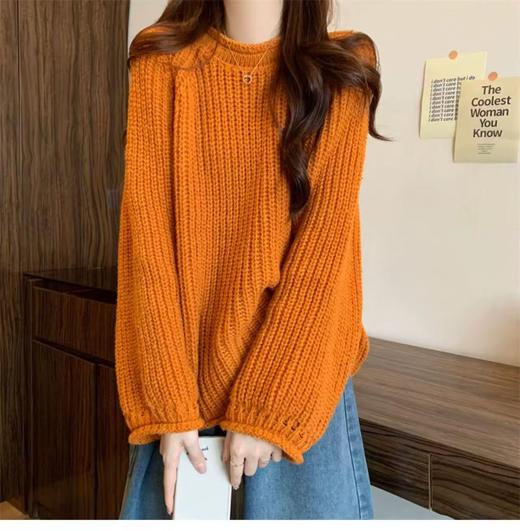 【孤品捡漏】（样衣）G95南瓜色灯笼袖粗针毛衣--喜出 商品图2