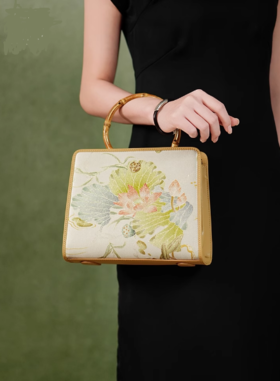 新中式国风桑蚕丝印花提花工艺，高级感单肩斜挎手提包TX-LD120505