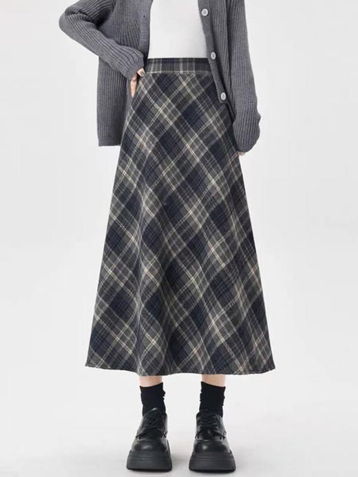 【孤品捡漏】G113灰色格子伞裙半身裙-喜出 商品图0