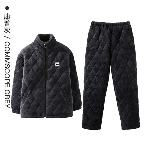 反季特价爱帝男士冬季三层夹棉家居服套装 商品图7