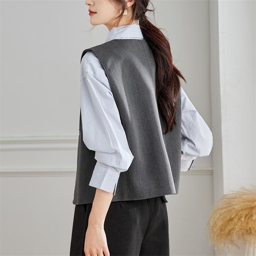 馥迦通勤极简马甲条纹衬衫 商品图6