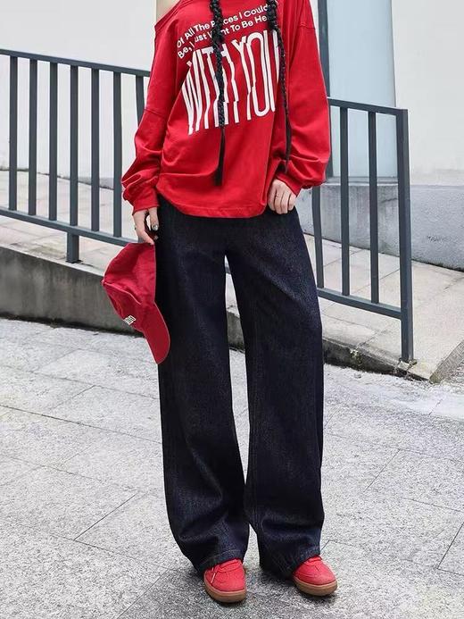 【孤品捡漏】（样衣）G712丹宁色牛仔春秋直筒裤-喜出 商品图1