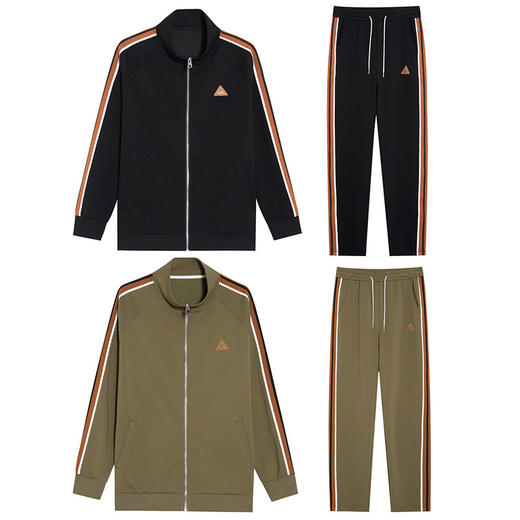 【DMH】大依优型大码男士开衫套装300斤秋季新款美式潮流开衫卫衣立领外套直筒长裤条纹宽松男式休闲套装300斤 商品图4