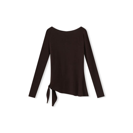 设计感一字领绑带羊毛针织衫，极简风收腰长袖上衣WLZD-2511101 商品图4