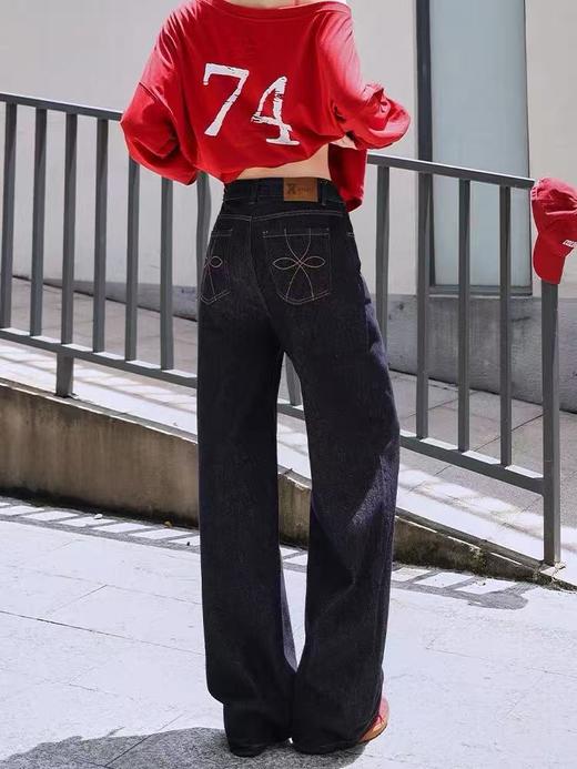 【孤品捡漏】（样衣）G712丹宁色牛仔春秋直筒裤-喜出 商品图0