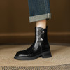 阿么手工女鞋防水台2025秋冬新款粗跟短靴英伦风简约百搭靴子5CM 商品缩略图1