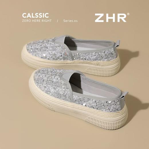 ZHR则则厚底透气渔夫鞋2025新款亮片编织一脚蹬单鞋百搭懒人鞋女 商品图1